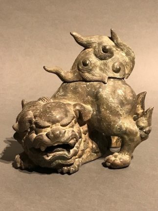 Japanese Antique Bronze Shi Shi Incense Burner