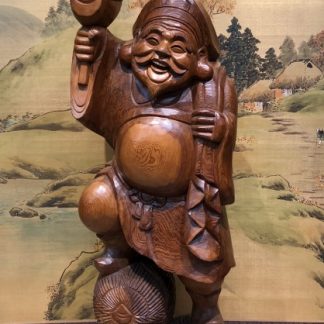 Japanese Wood Carving Daikoku Happy Buddha Okimono
