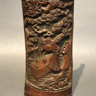 okimono carving bamboo chinese antique viewing re