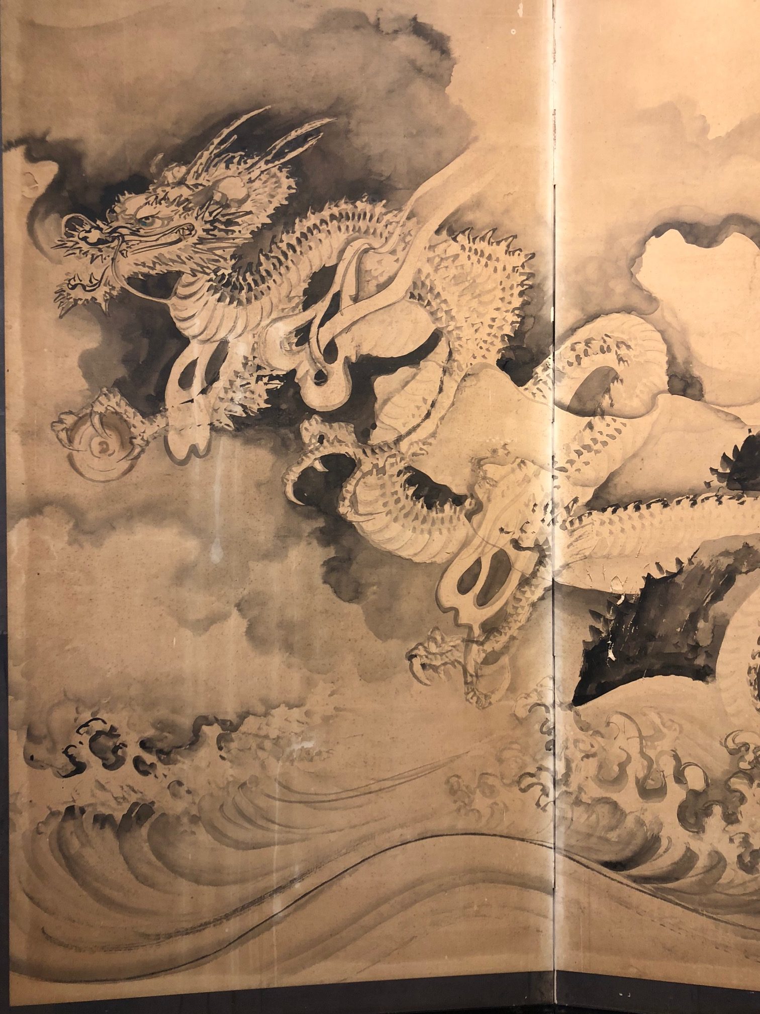 Antique Japanese Byobu Screen With Dragon – Kuraya