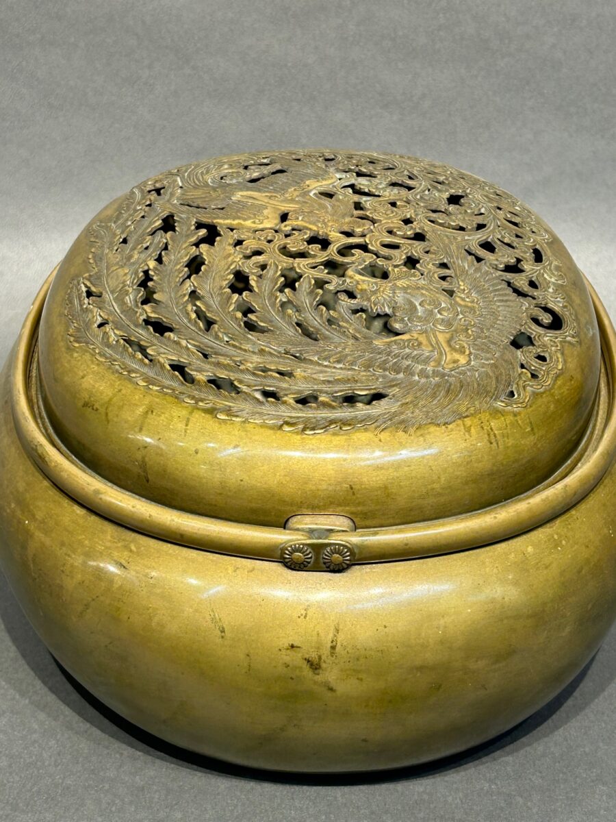 Japanese Antique Bronze Koro, Incense Burner with Phoenixes.